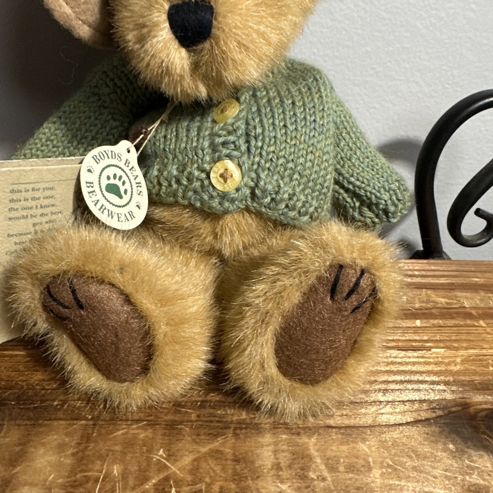 Vintage Boyds Bears Mrs Trumbull #91833 w Hat‎ and Green Sweater Plush w/ tags - Picture 3 of 9